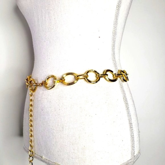 Gold Tone Loop Chain Decorative Belt OS - Picture 4 of 6